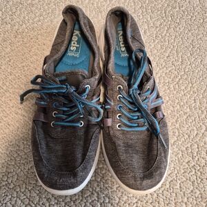 Keds Women’s Size 9.5 Grey & Teal Canvas Mary Jane Comfort Sneakers